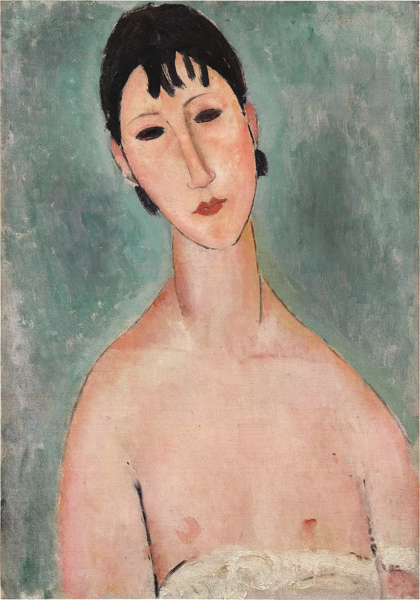Amedeo Modigliani, Buste d'Elvira (détail), 1918-1919, huile sur toile © Born & Art Digital Studio © Sotheby's