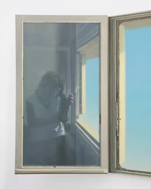 Gongmo-Zhou-Bleu-ecran-triptyque-detail-Huile-sur-toiles-120x280cm-2025-960x1200