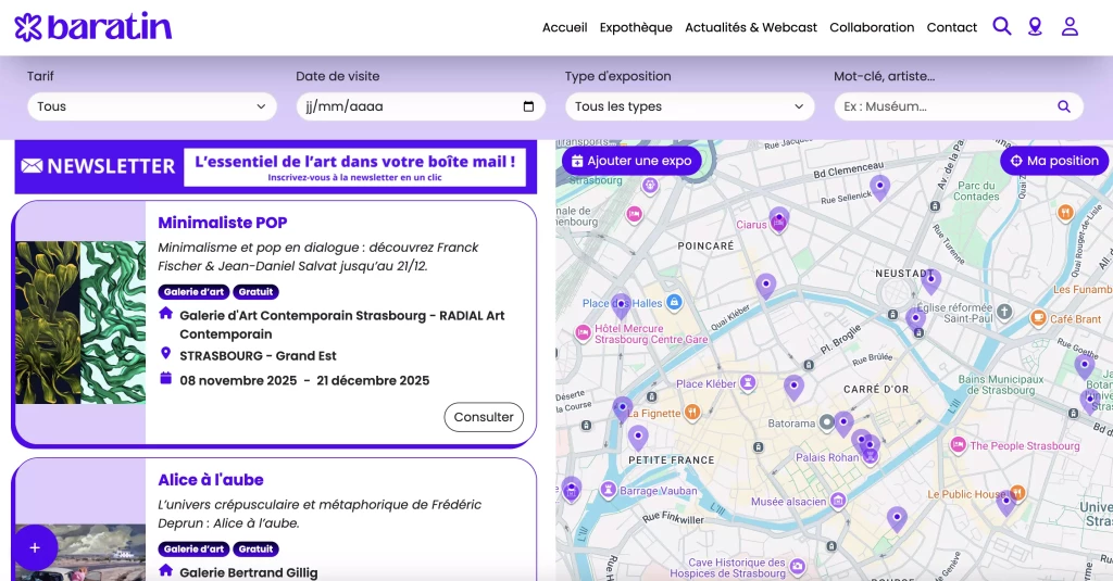 Expothèque - Baratin - trouver des expositions partout en France