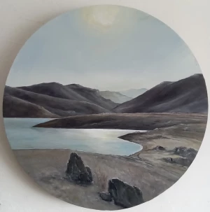 Éblouissement+.huile+sur+bois+diam+40cm+2025+