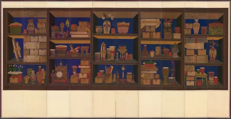 paravent-a-dix-panneaux-representant-une-bibliotheque-musee-national-de-coree